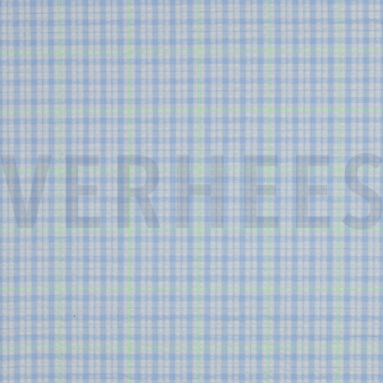 KATOEN SEERSUCKER NEON RUITEN LICHTBLAUW #7