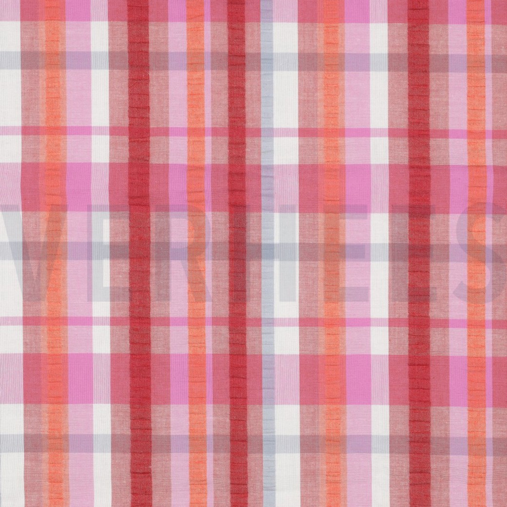 COTTON SEERSUCKER YARN DYED CHECK PINK