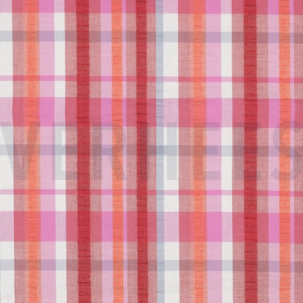 KATOEN SEERSUCKER GARENGEVERFD RUITEN ROZE (hover)