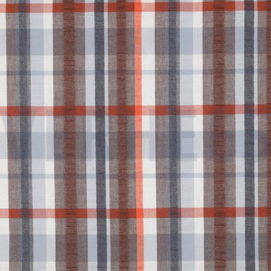 KATOEN SEERSUCKER GARENGEVERFD RUITEN BLAUW #7