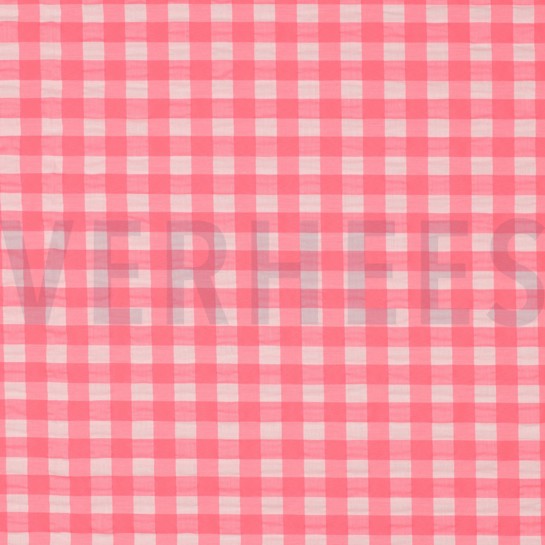 BAUMWOLLE GARNGEFÄRBT NEON KAROS ROSA #7