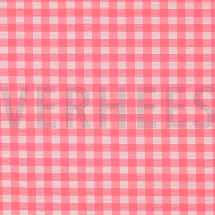 BAUMWOLLE GARNGEFÄRBT NEON KAROS ROSA (hover)