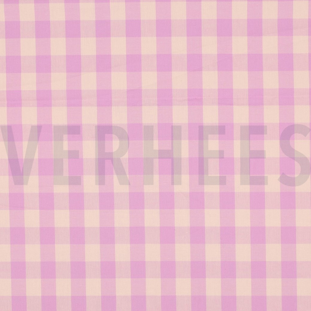 COTTON YARN DYED CHECKS LILAC / LIGHT ORANGE