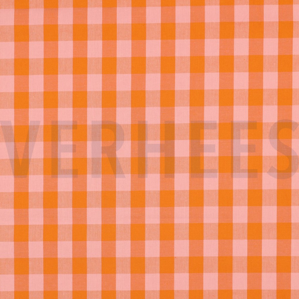 COTTON YARN DYED CHECKS ORANGE / SALMON