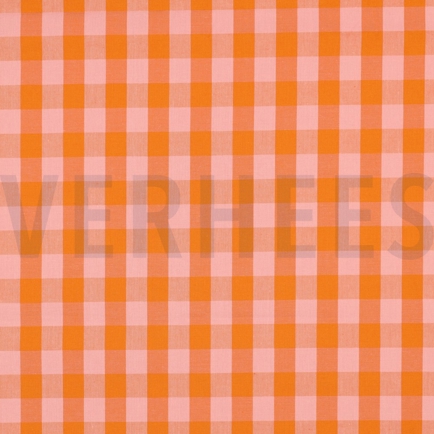 KATOEN GARENGEVERFD RUITEN ORANJE / ZALM (hover)