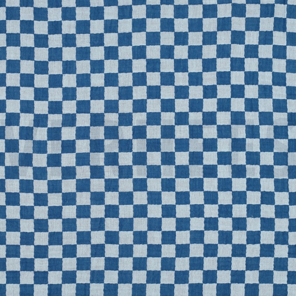 DOUBLE GAUZE DOUBLE SIDED CHECKS BLUE