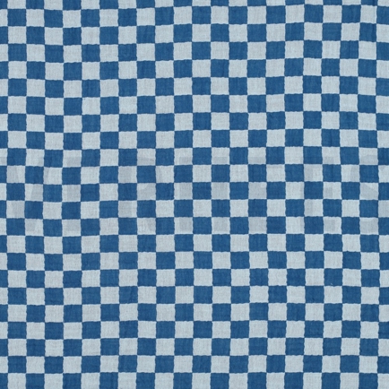 DOUBLE GAUZE DUBBELZIJDIGE RUITEN BLAUW (hover)