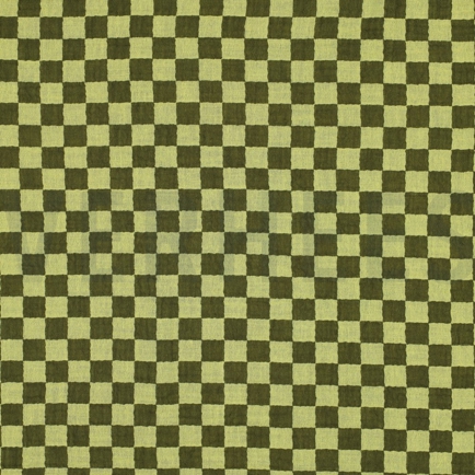 DOUBLE GAUZE DUBBELZIJDIGE RUITEN GROEN (hover)