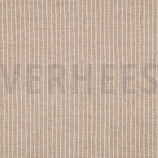 DOUBLE GAZE DE COTON RAYURES TEINT FIL TAUPE #7