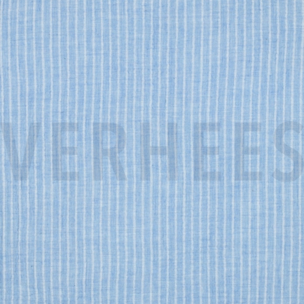 MUSSELIN GARNGEFÄRBT STREIFEN HELLBLAU (hover)