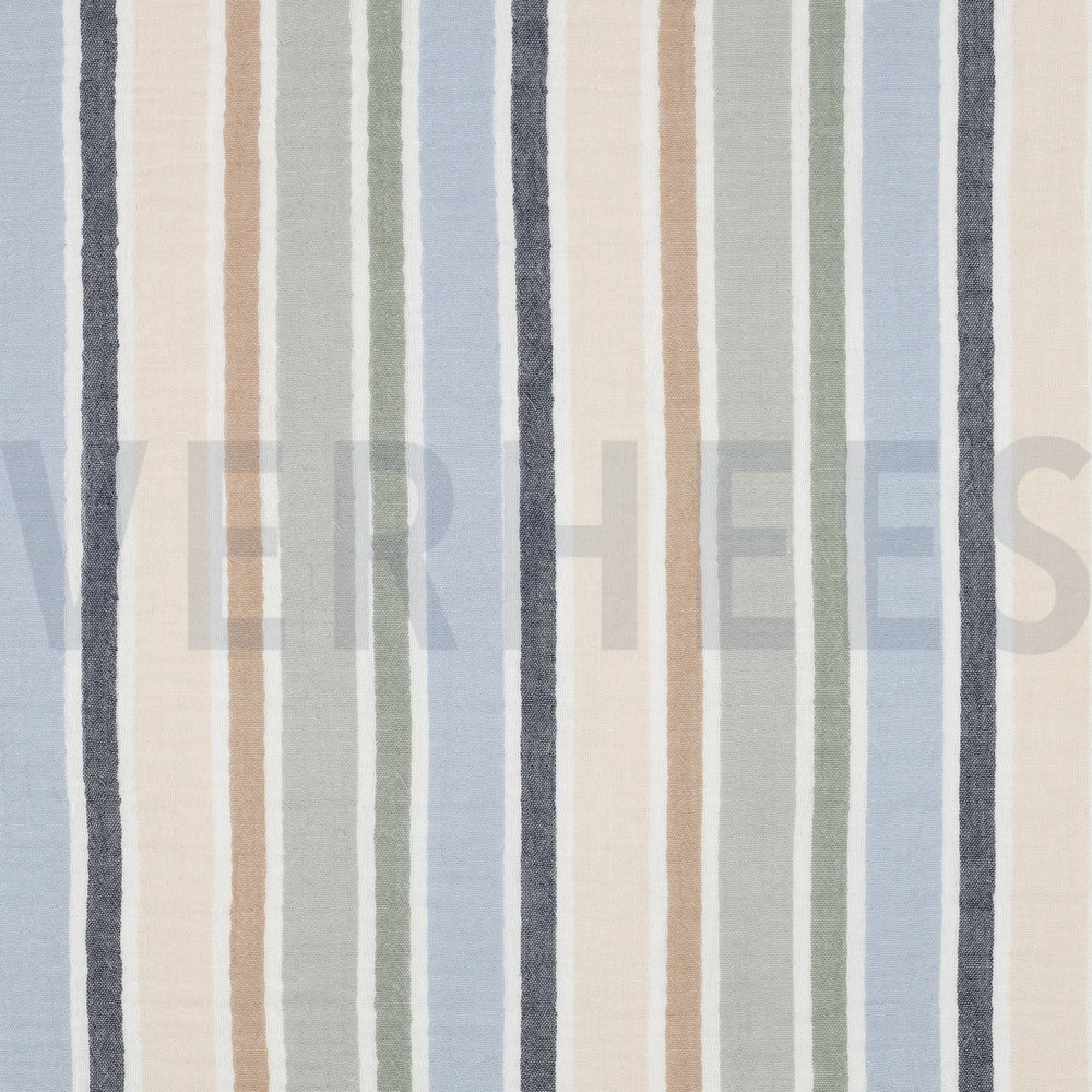 DOUBLE GAUZE YARN DYED STRIPES GREEN / BLUE
