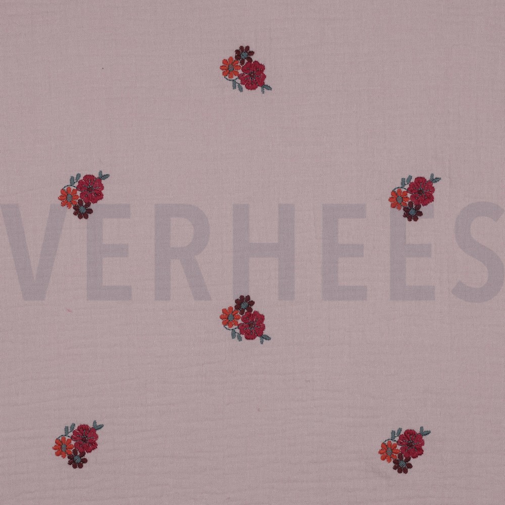 DOUBLE GAUZE EMBROIDERY FLOWERS SOFT ROSE (hover)