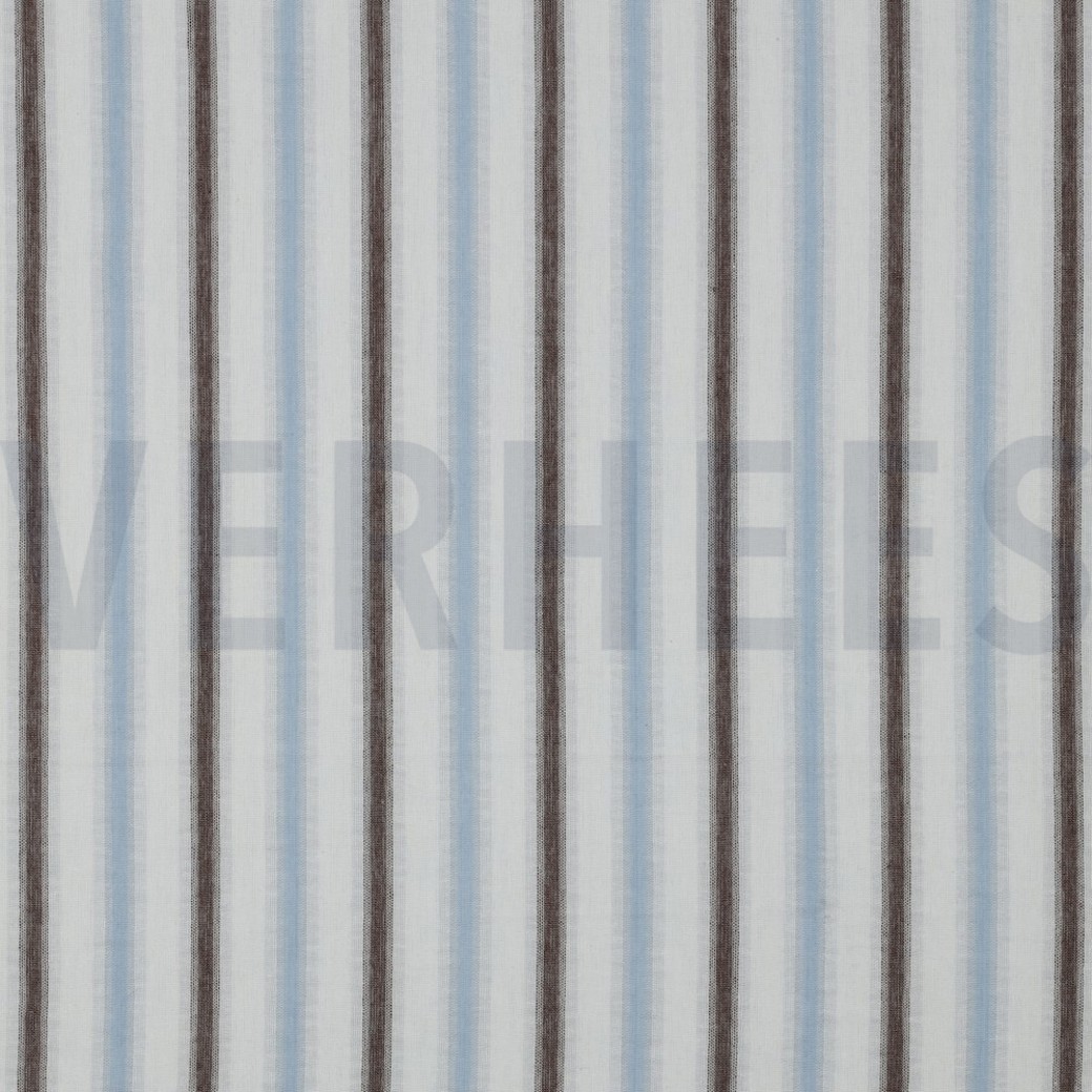 COTTON SEERSUCKER YARN DYED STRIPES BLUE / BROWN