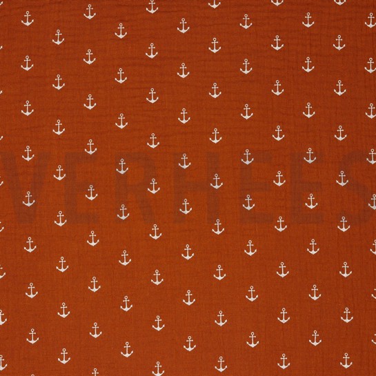 DOUBLE GAUZE ANCHORS RUST/WHITE #7