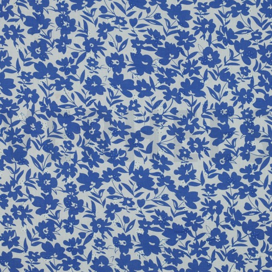 COTTON EMBROIDERY FLOWERS LIGHT COBALT #7