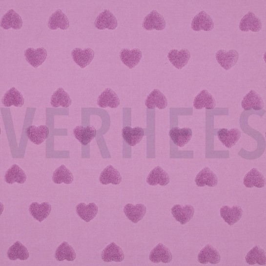 BAUMWOLLE FROTTEE GESTRICKT HERZEN LILA #7