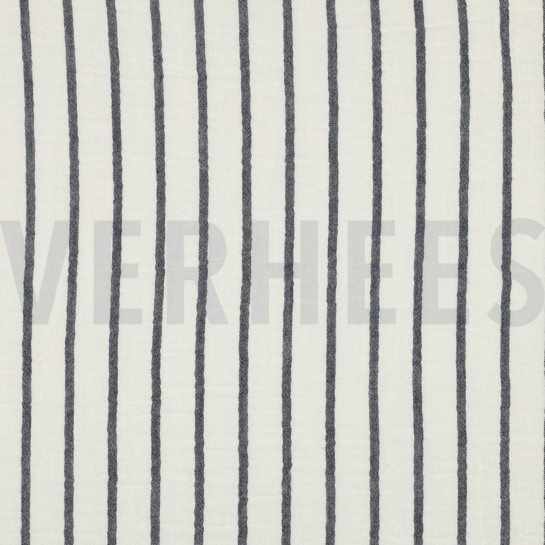 DOUBLE GAUZE GARENGEVERFD STREPEN MARINEBLAUW #7