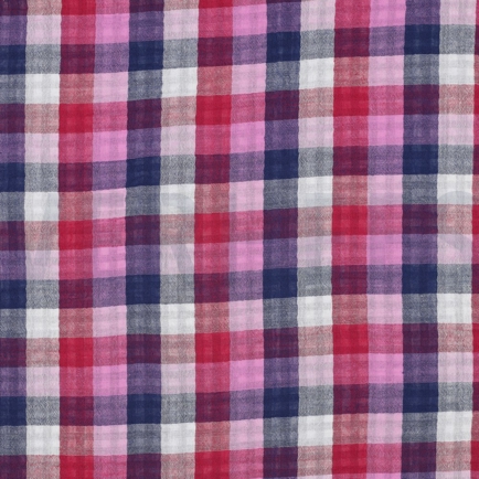 DOUBLE GAUZE DOUBLE SIDED CHECKS LILA / NAVY (hover)