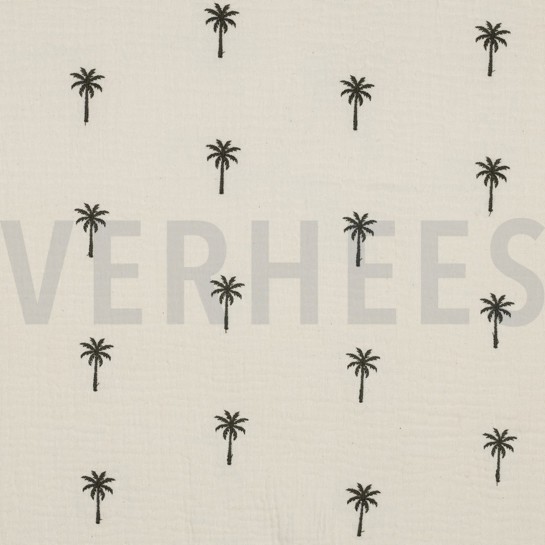 DOUBLE GAUZE EMBROIDERY PALM TREES NATURAL WASHED #7