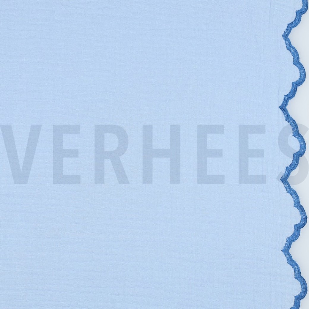 DOUBLE GAUZE 2-SIDE SCALLOP LIGHT BLUE