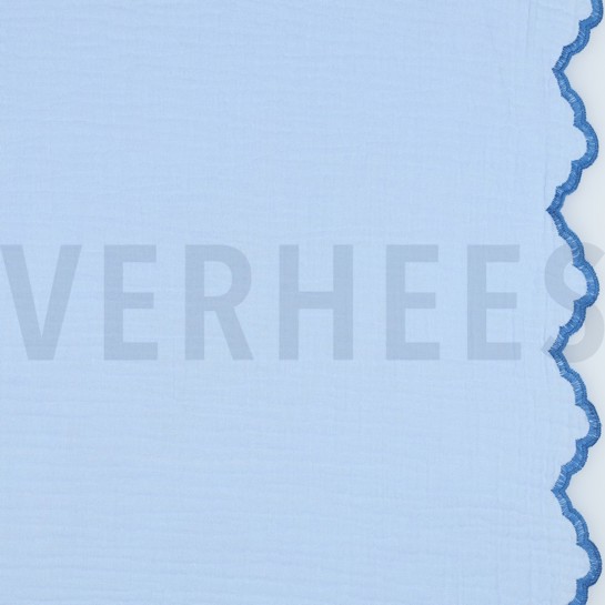 DOUBLE GAUZE TWO-SIDE SCALLOP LIGHT BLUE #7