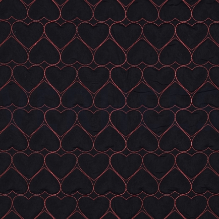 GEWATTEERD EMBROIDERY NEON HARTEN DONKERBLAUW / NEONROZE (hover)