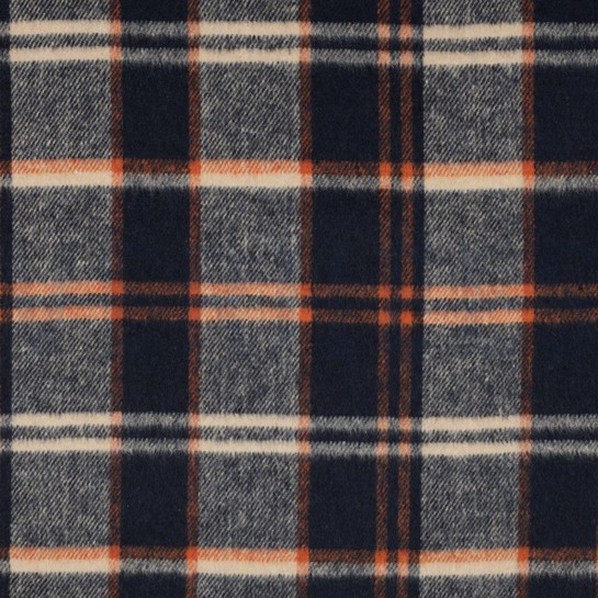 GEBÜRSTETER MANTELSTOFF GARNGEFÄRBT KAROS MARINEBLAU #7