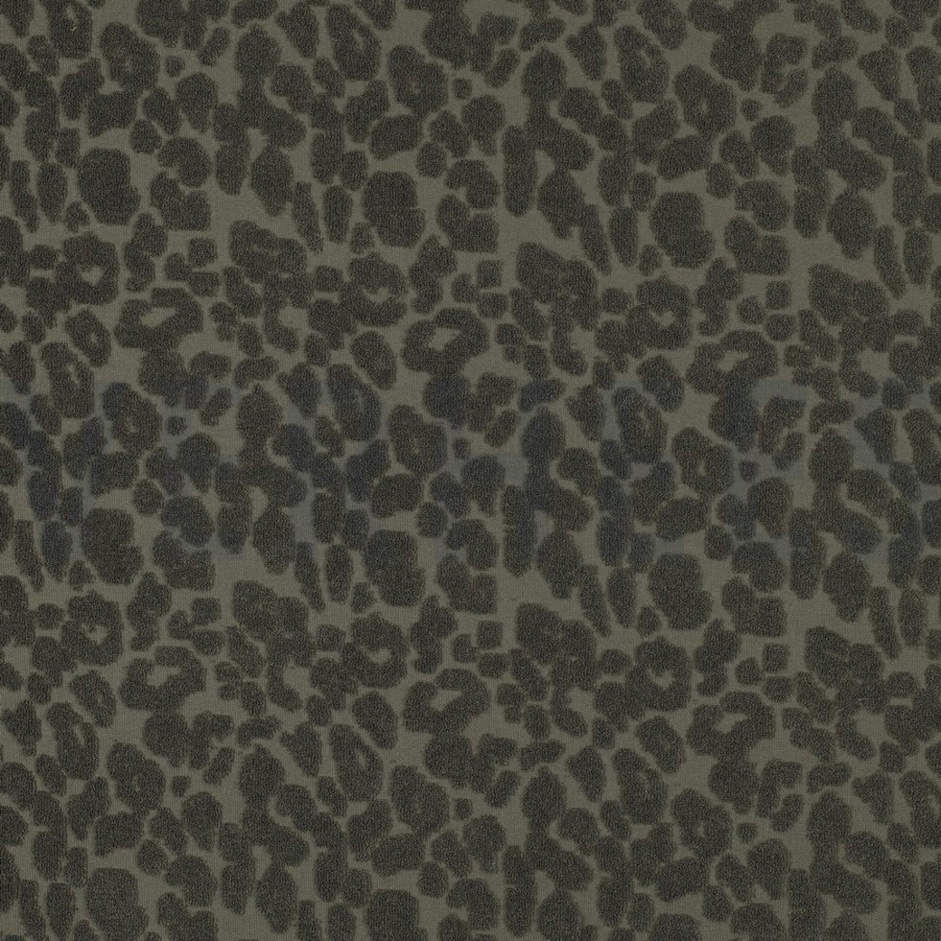 COTTON TOWELING KNIT ANIMAL SKIN DARK GREEN