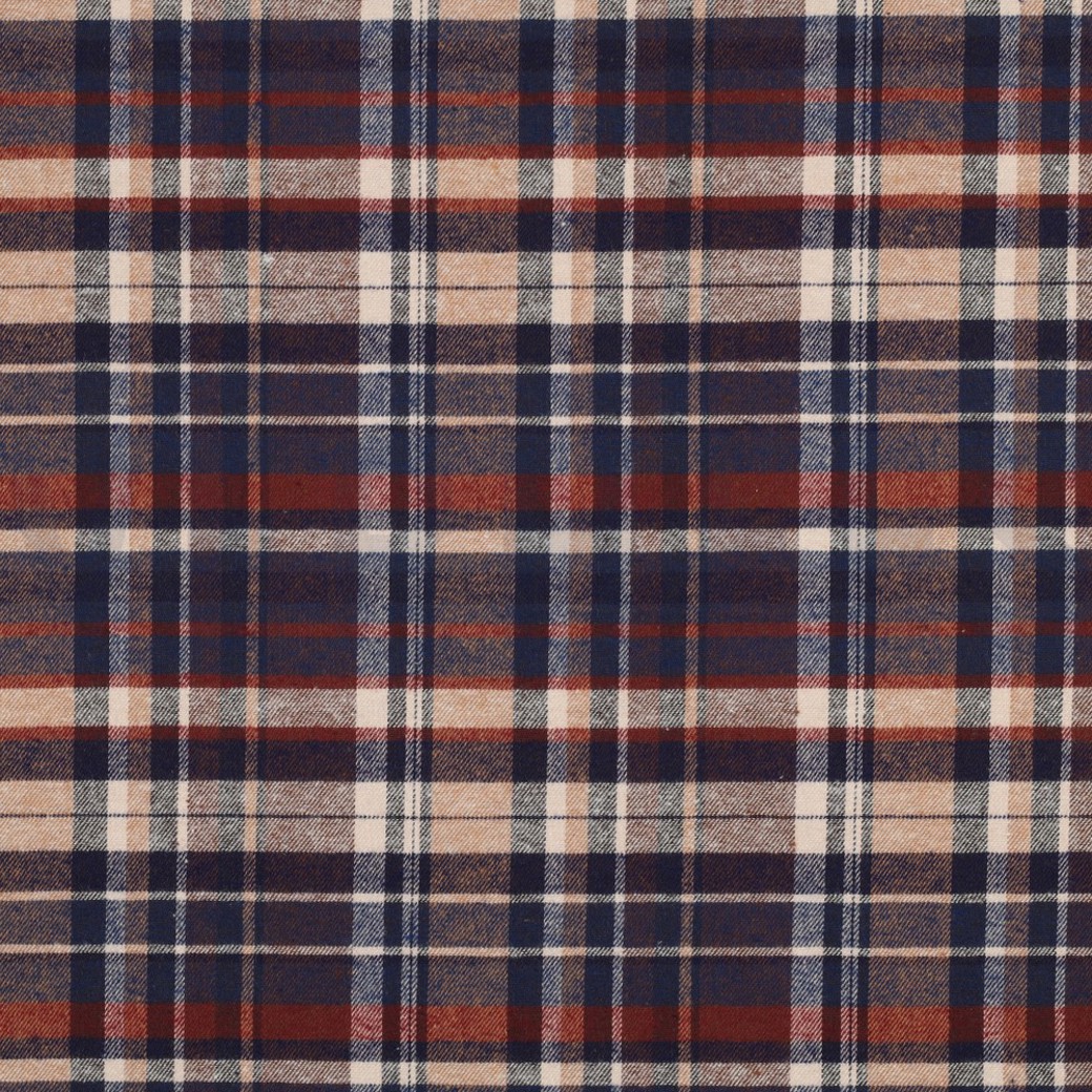 COTTON YARN DYED BRUSHED CHECKS NAVY