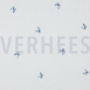 DOUBLE GAUZE EMBROIDERY BUTTERFLY WHITE / BLUE (thumbnail)