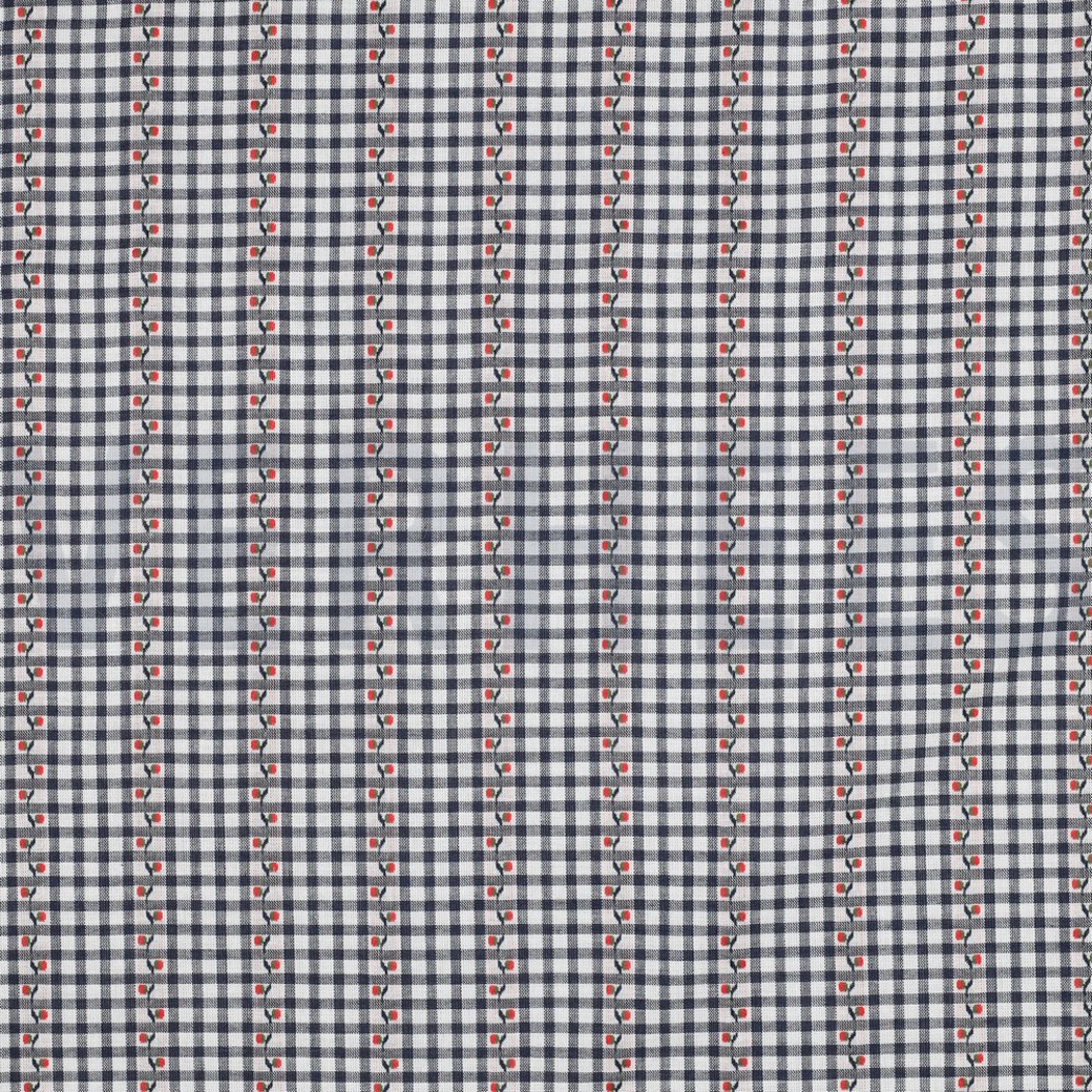 COTTON JACQUARD FLOWERS NAVY