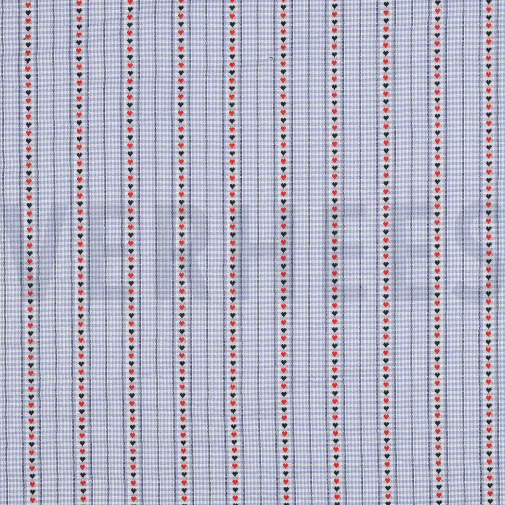 COTTON JACQUARD HEARTS LIGHT BLUE