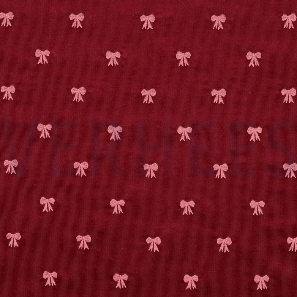 BABYCORD EMBROIDERY BOWS BORDEAUX (hover)