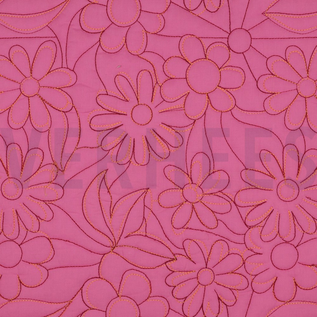 COTTON STEPPED FLOWERS PINK