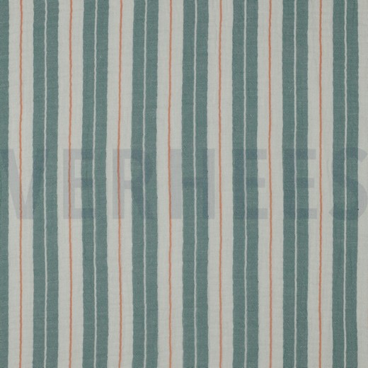 DOUBLE GAUZE YARN DYED STRIPES GREEN (hover)