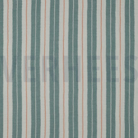 DOUBLE GAUZE YARN DYED STRIPES GREEN #7