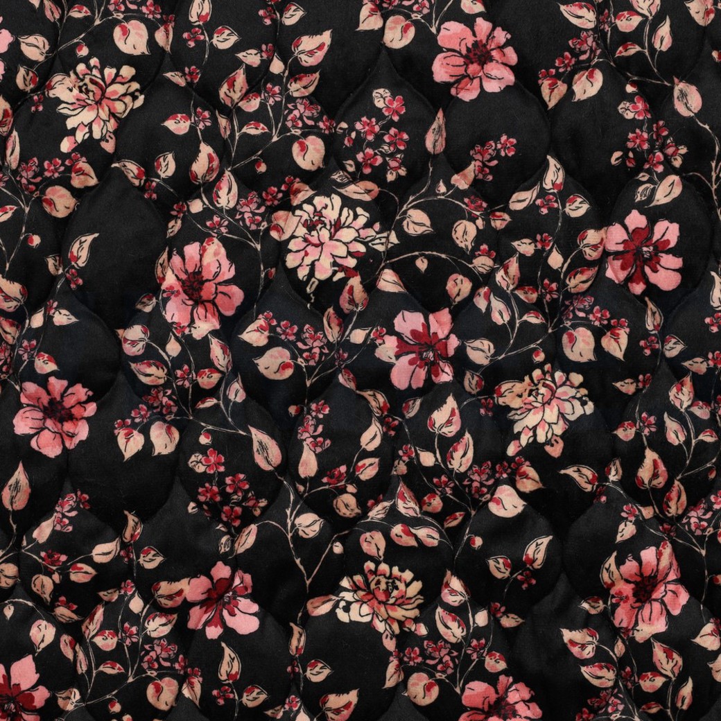 STEPPED VELVET DIGITAL FLOWERS BLACK