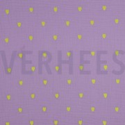 DOUBLE GAUZE EMBROIDERY NEON HEARTS LAVENDER (thumbnail)