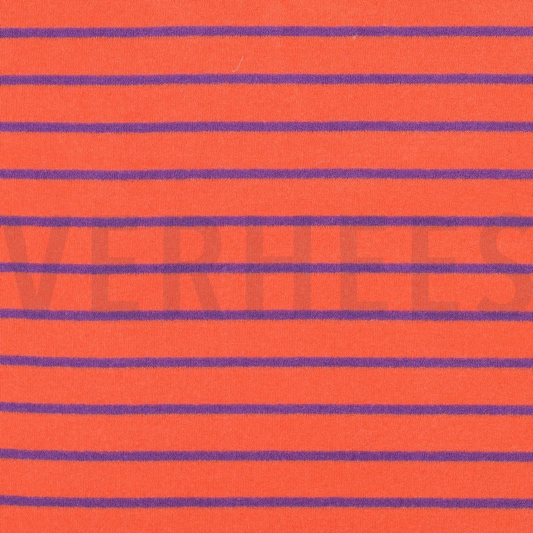 COTTON TOWELLING YARN DYED STRIPES ORANGE / PURPLE
