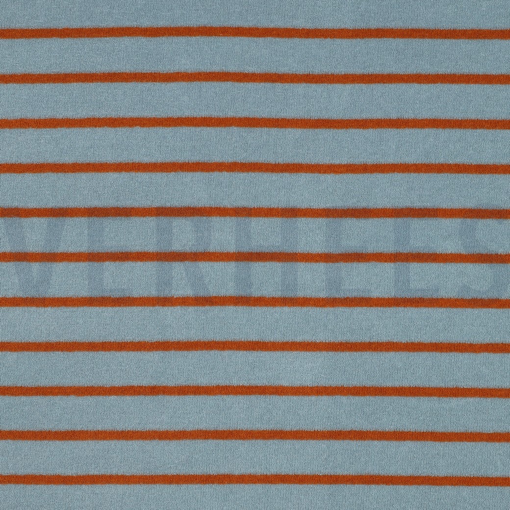 COTTON TOWELLING YARN DYED STRIPES BLUE / BROWN