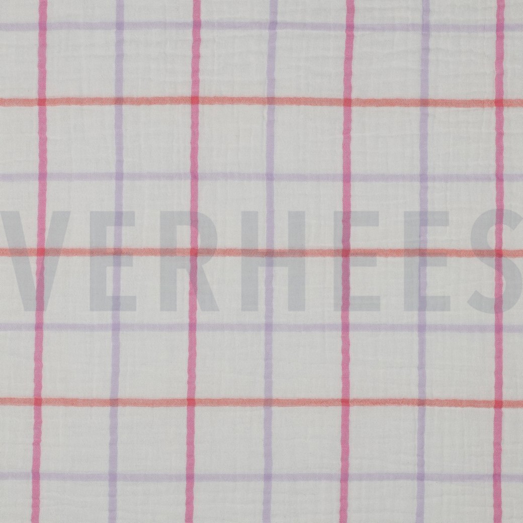 DOUBLE GAUZE YARN DYED CHECKS LAVENDER