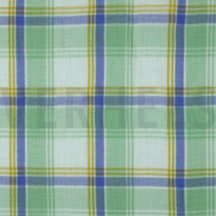 DOUBLE GAUZE YARN DYED CHECKS GREEN (hover)