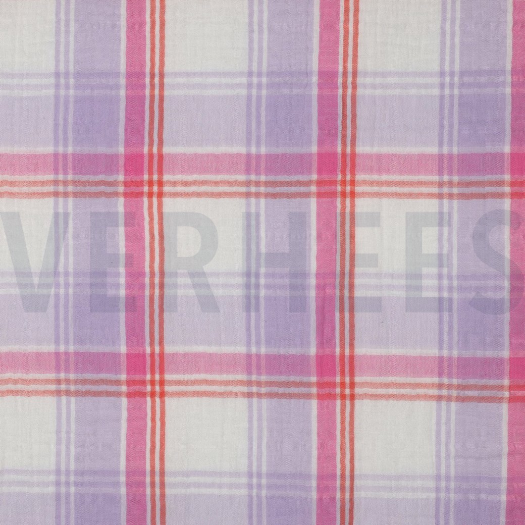DOUBLE GAUZE YARN DYED CHECKS LAVENDER