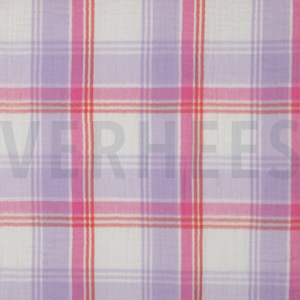 DOUBLE GAUZE YARN DYED CHECKS LAVENDER (hover)