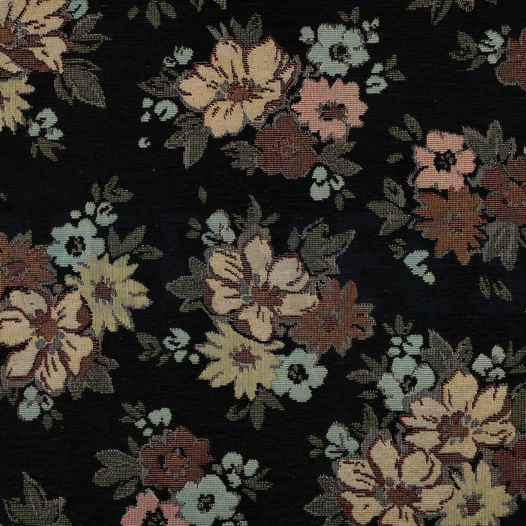 GOBELIN CHENILLE FLOWERS BLACK