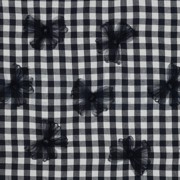COTTON YARN DYED CHECKS TULE FLOWERS NAVY (thumbnail)