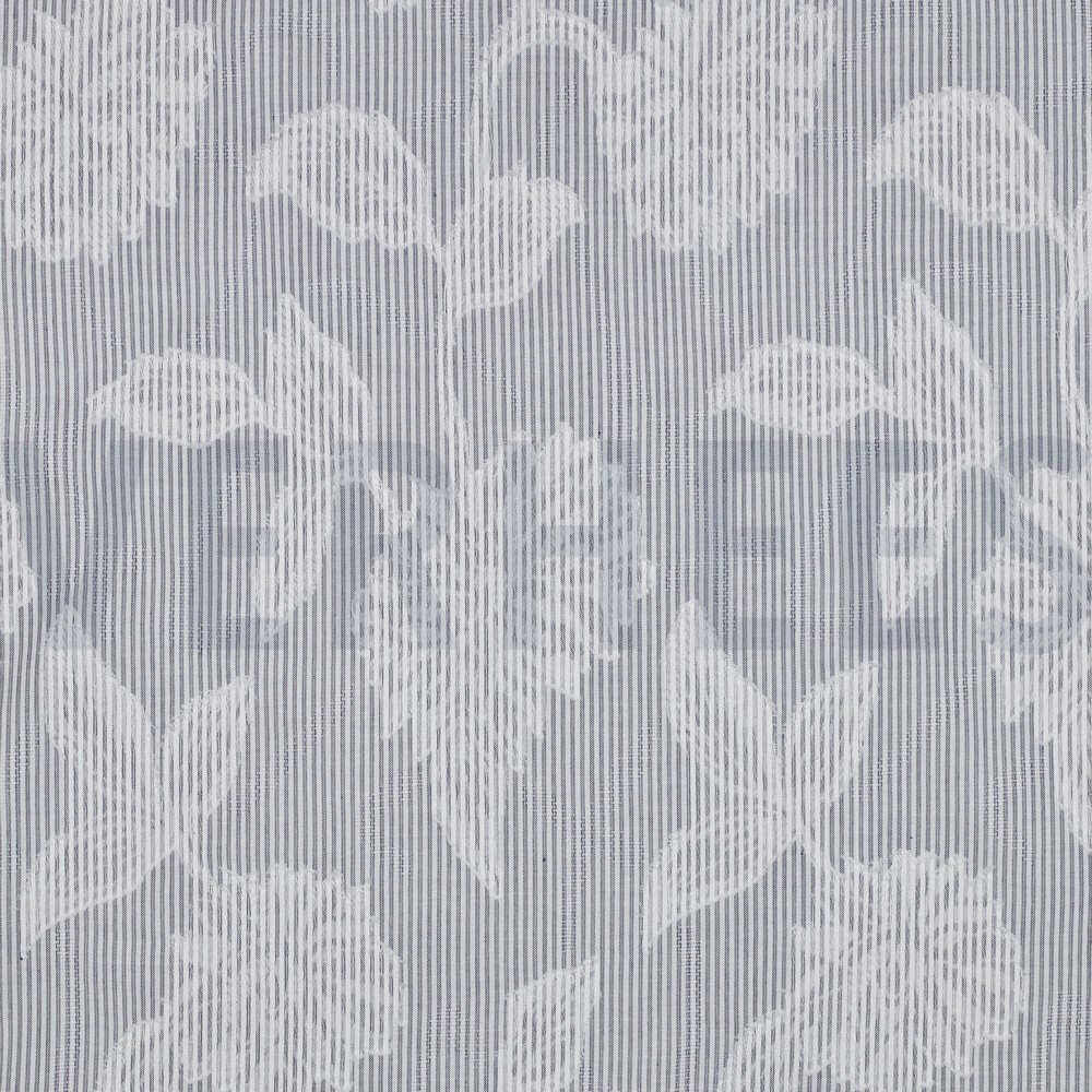 COTTON YARN DYED STRIPES JACQUARD FLOWERS NAVY