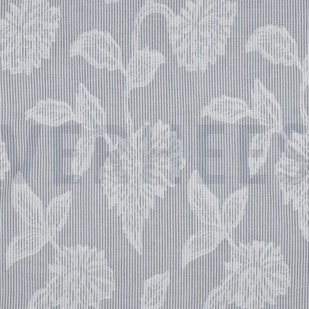 COTTON YARN DYED STRIPES JACQUARD FLOWERS NAVY