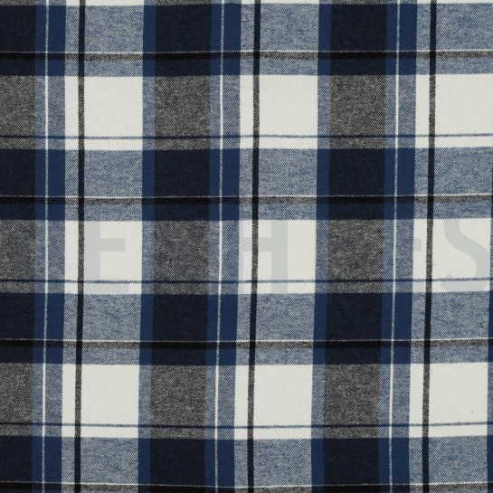 COTTON YARN DYED BRUSHED CHECKS NAVY #7