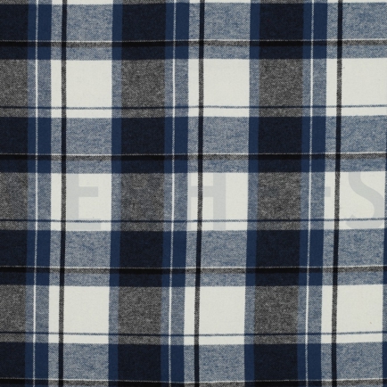 COTTON YARN DYED BRUSHED CHECKS NAVY (hover)